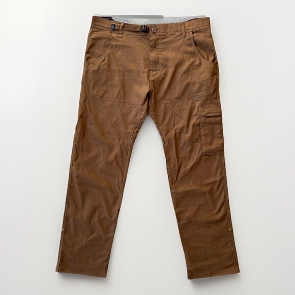 Prana Stretch Zion II Pants Men 36/30 Brown Slim Taper Climb Chino Performance - Picture 1 of 14